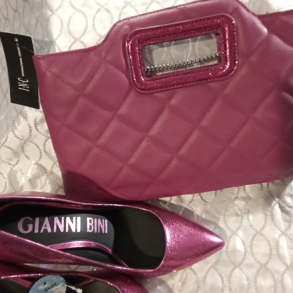 NWT metallic Fuschia clutch